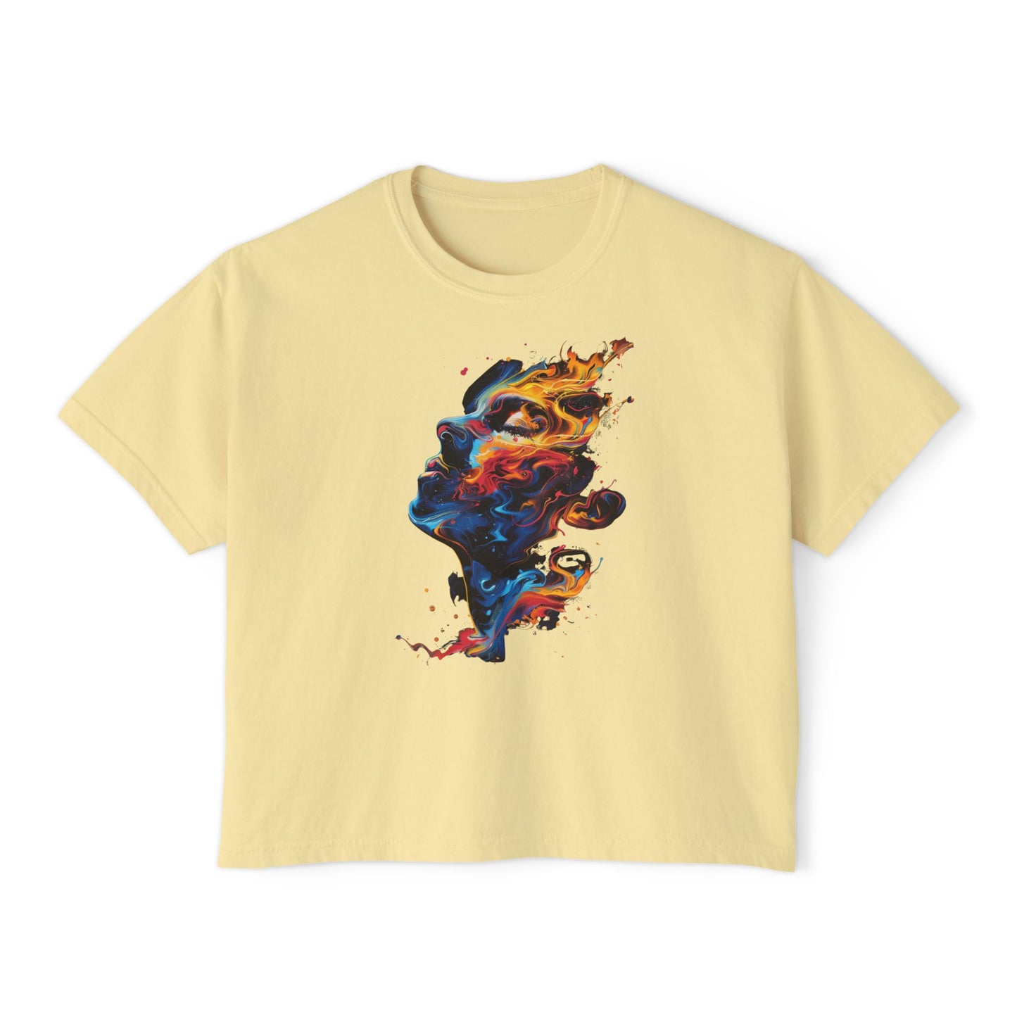 Her Burning Soul | Boxy Crop Tee - Trendy Casual Top, Festival Wear, Streetwear, Birthday Gift, Graphic Design Tee