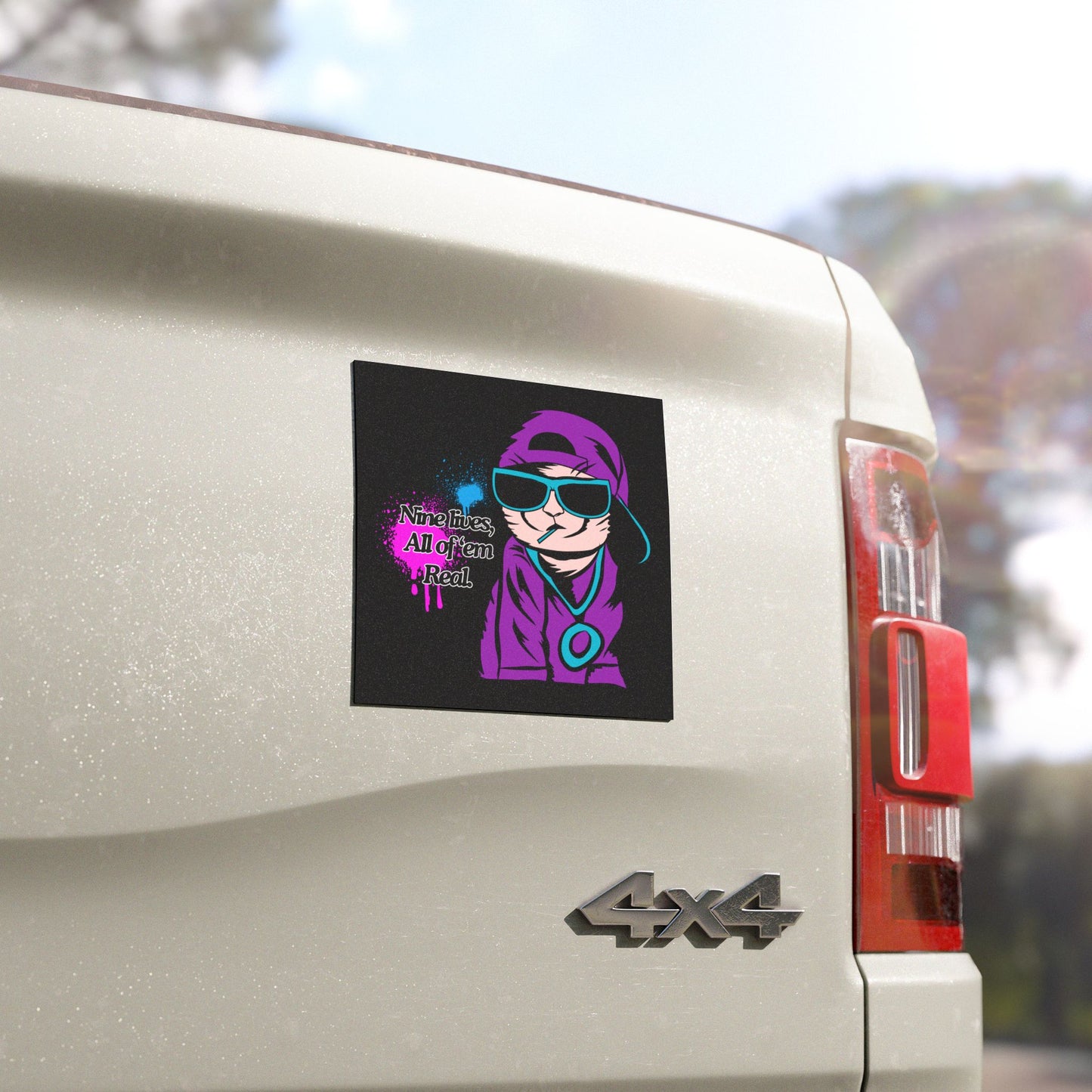 Nine Lives | Cool Cat Car Magnet | Cool Design | Eye Grabber | Car Accessory | Truck Decal | Truck Sticker | Unique Car Decal