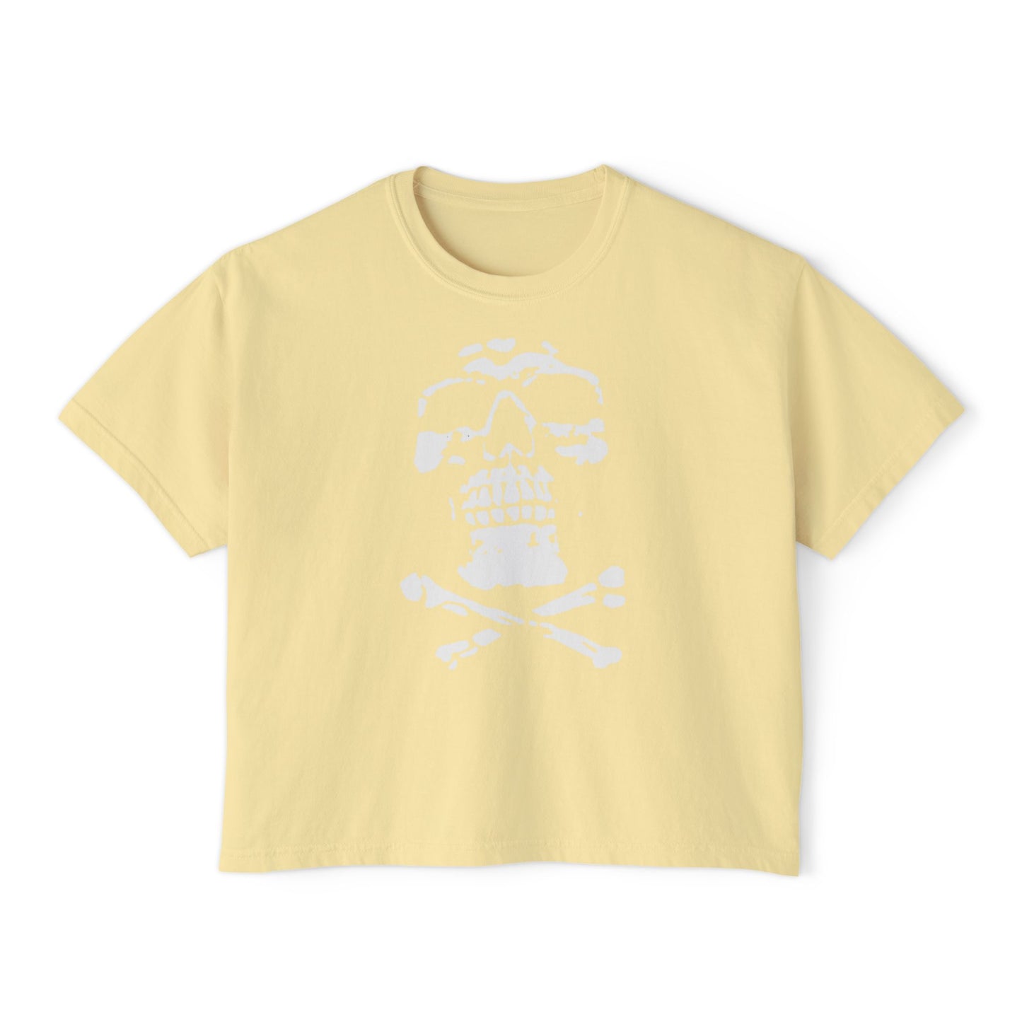 Skull Boxy Crop Tee - Trendy Casual Top for Grunge Lovers, Festival Wear, Perfect for Summer, Birthday Gift, Skull Design Tee