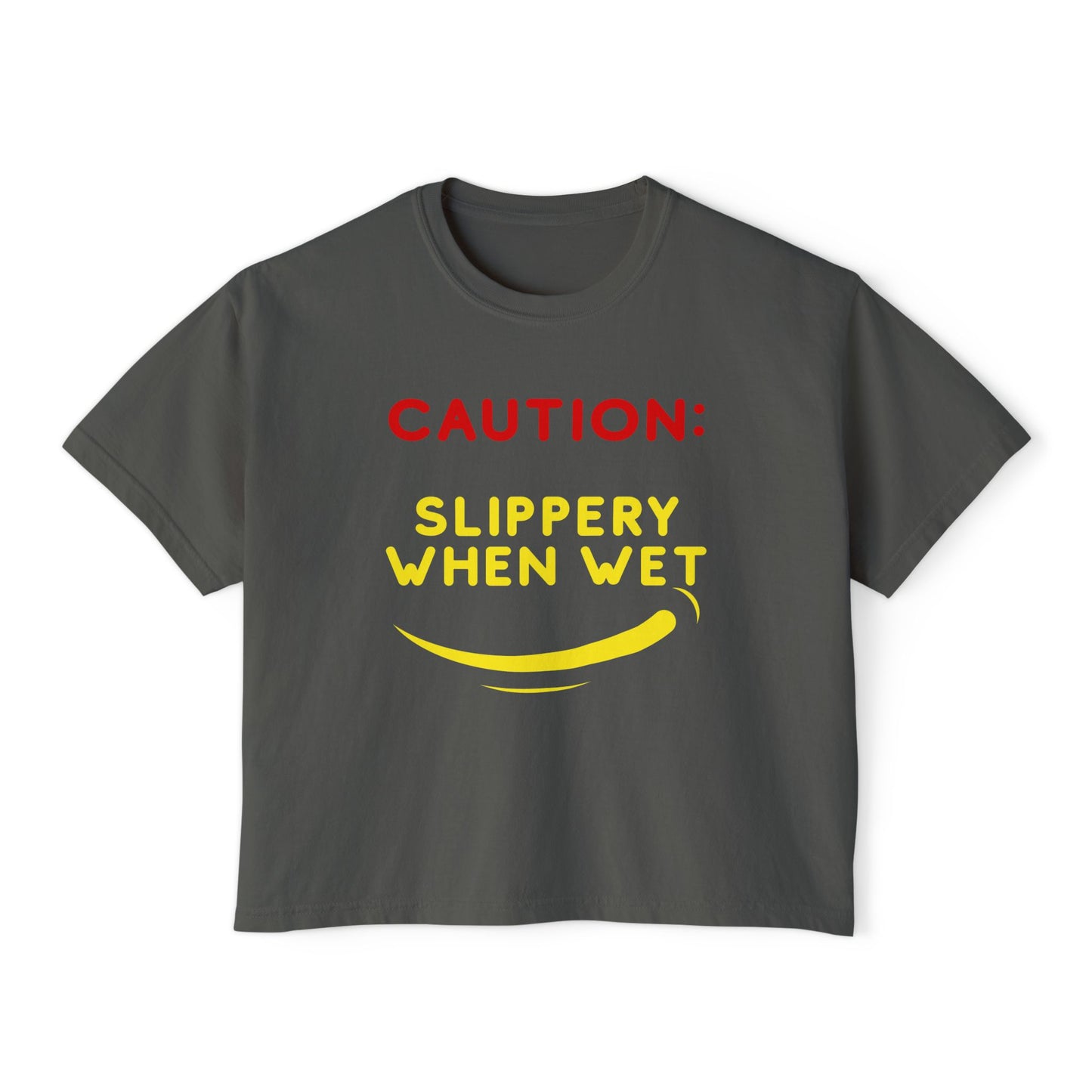 Slippery When Wet | Boxy Crop Tee - Trendy Casual Top, Festival Wear, Streetwear, Birthday Gift, Graphic Design Tee