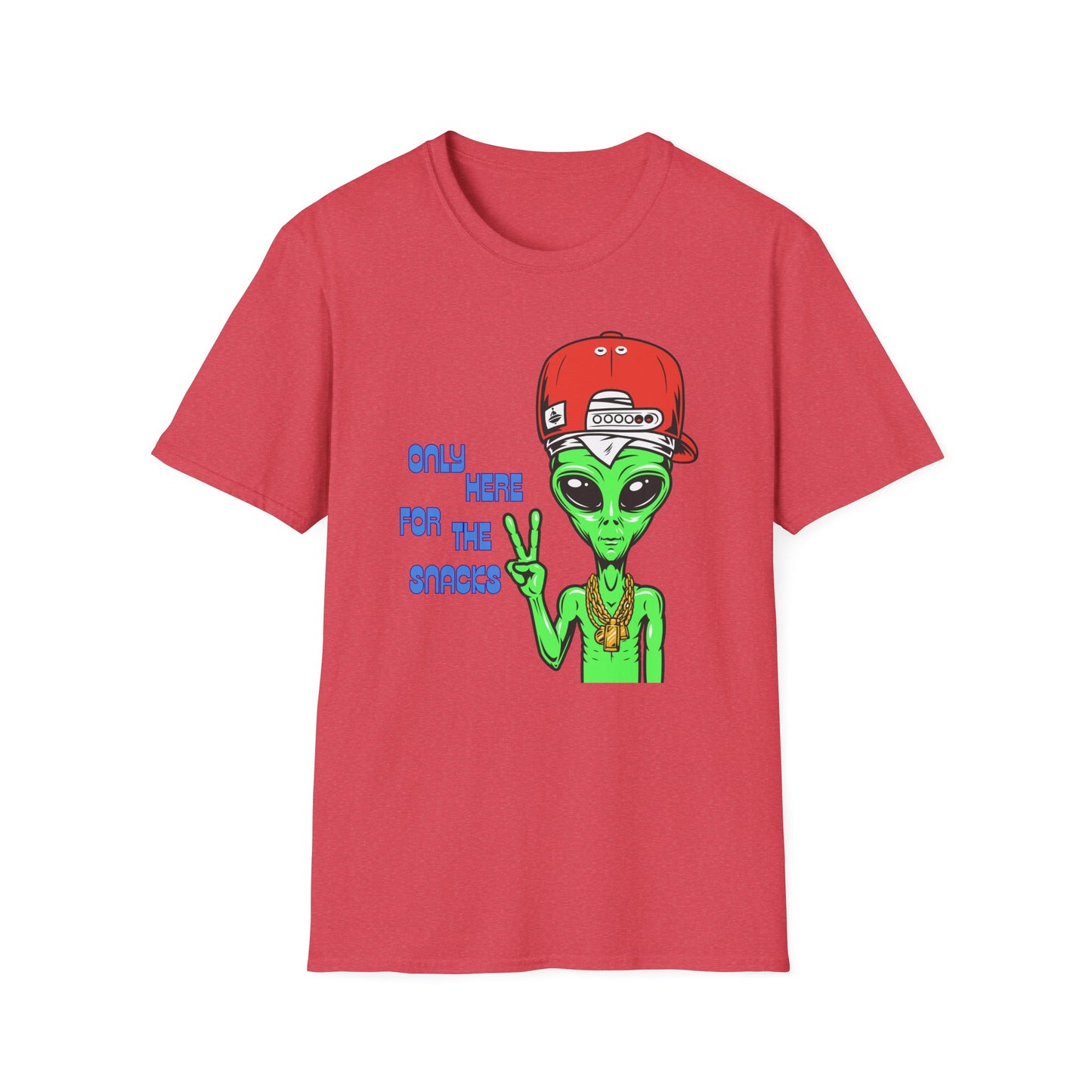 Only Here For The Snacks | Funny Alien Shirt | Cool Teen Shirt | Fashion | Trending | Cool Design | Birthday Gift | Unisex Softstyle T-Shirt