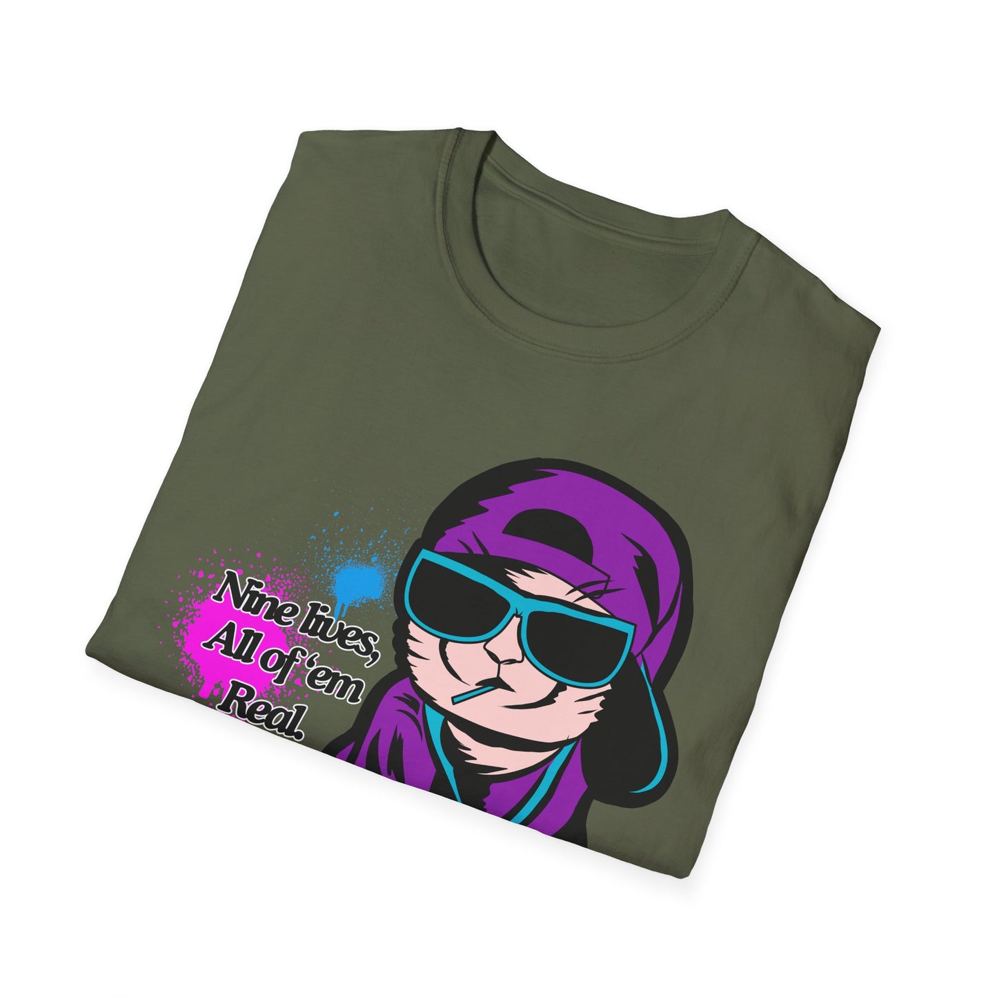 Nine Lives | Cool Cat | Adult Shirt | Teen Clothes | Cool Shirt | Funny Fashion | Trending | Birthday Gift | Unisex Softstyle T-Shirt