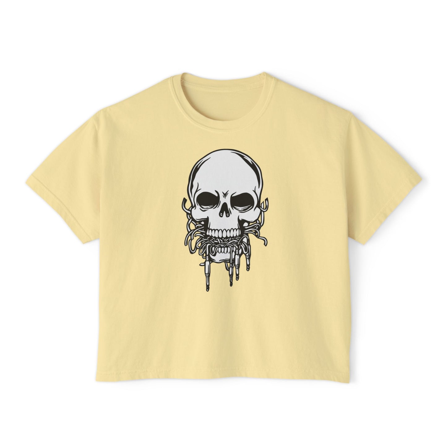 Death Musik | Boxy Crop Tee - Trendy Casual Top, Festival Wear, Streetwear, Birthday Gift, Graphic Design Tee