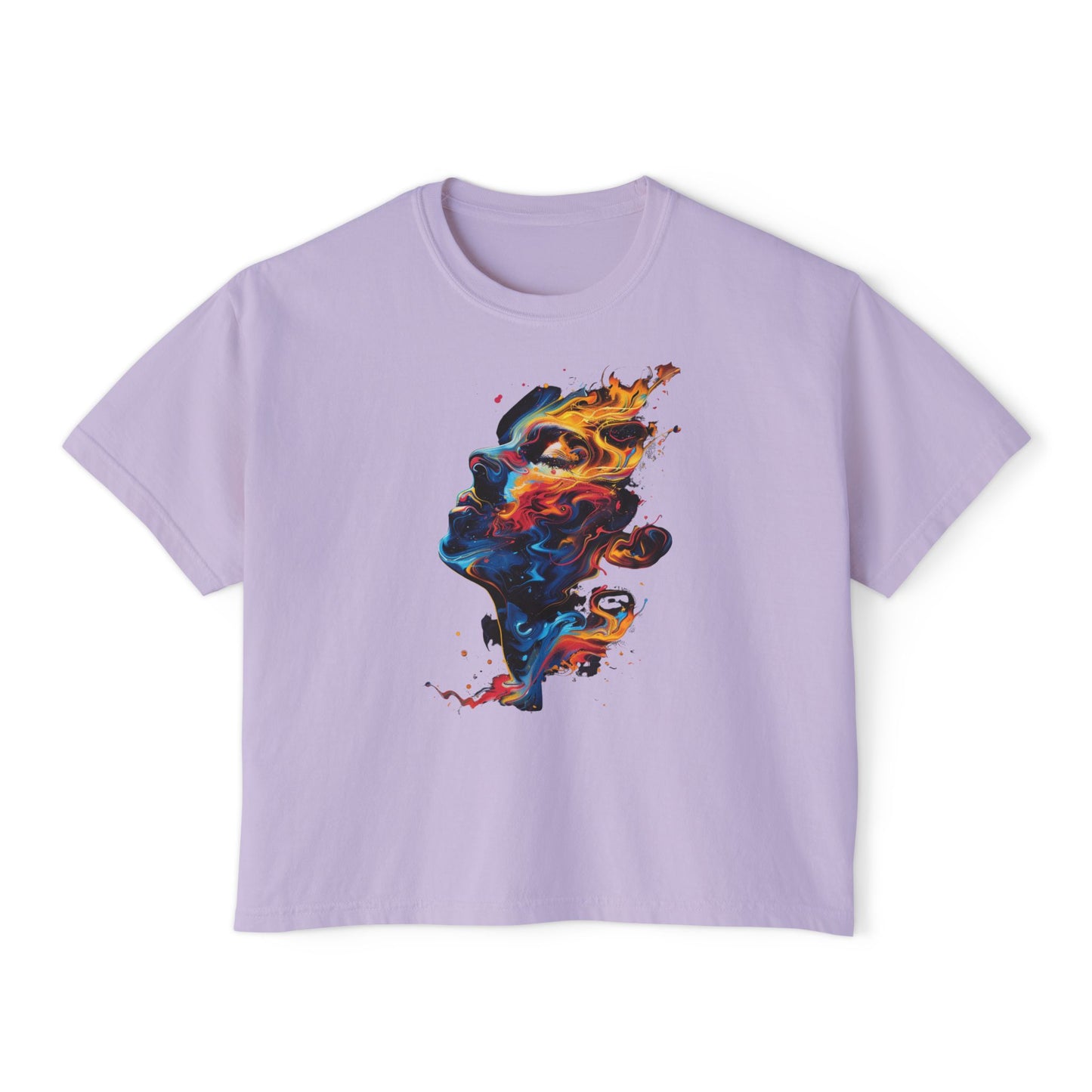 Her Burning Soul | Boxy Crop Tee - Trendy Casual Top, Festival Wear, Streetwear, Birthday Gift, Graphic Design Tee