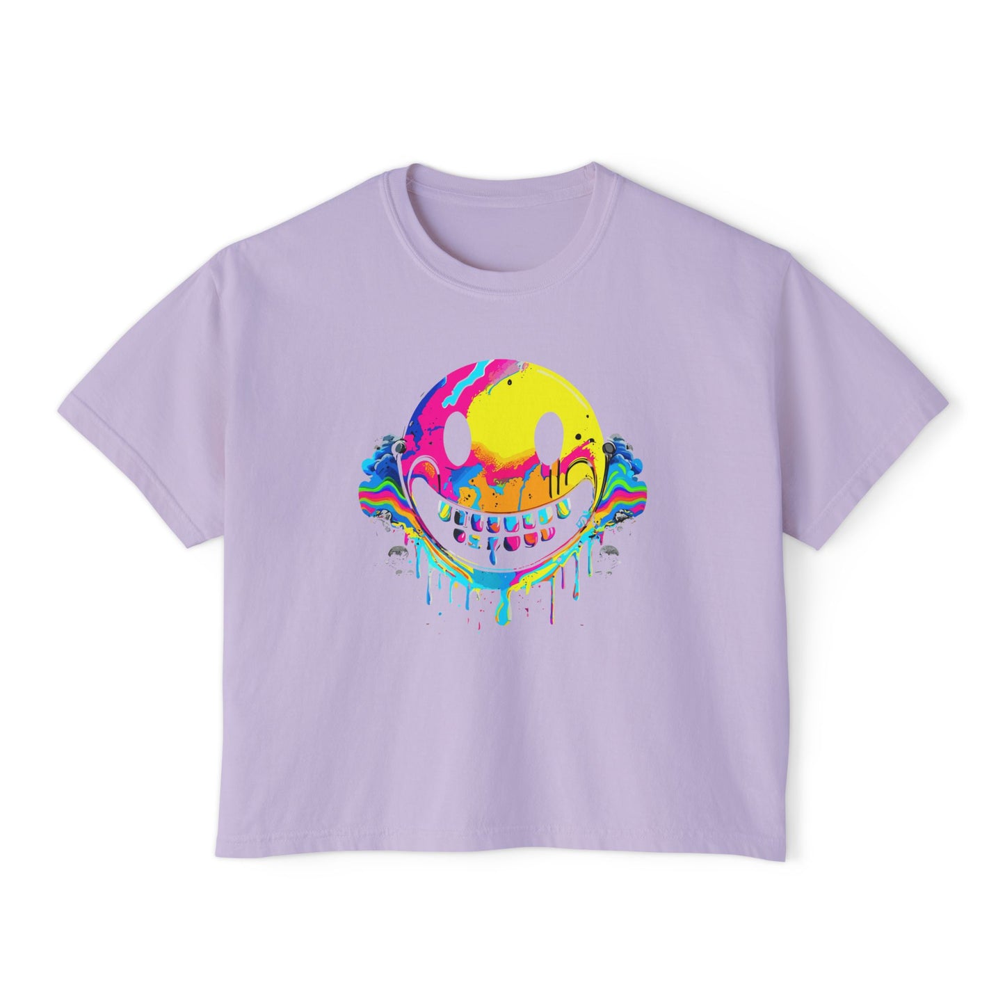 Drip with a Smile Boxy Crop Tee - Trendy Casual Top, Festival Wear, Streetwear, Birthday Gift, Graphic Design Tee
