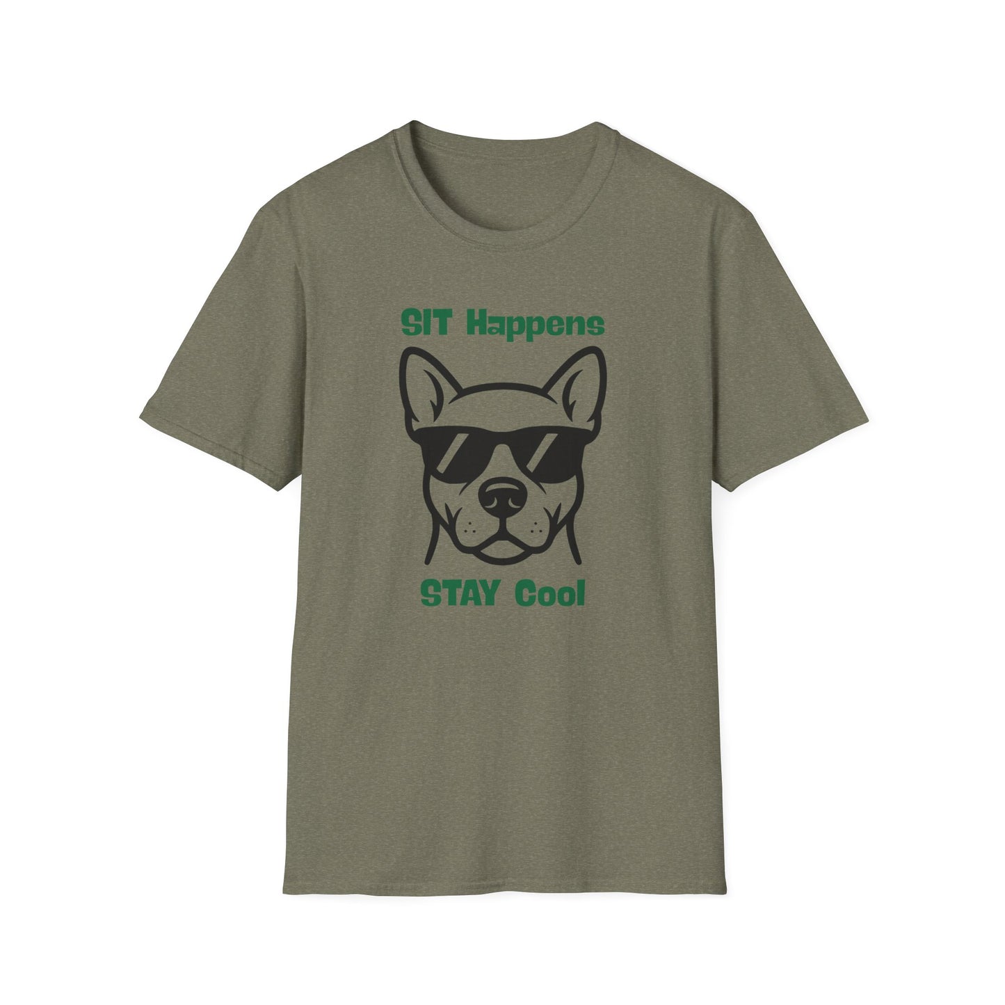 SIT Happens | Funny Dog Shirt | Fashion | Trending | Dog Lover | Cool Design | Birthday Gift | Unisex Softstyle T-Shirt