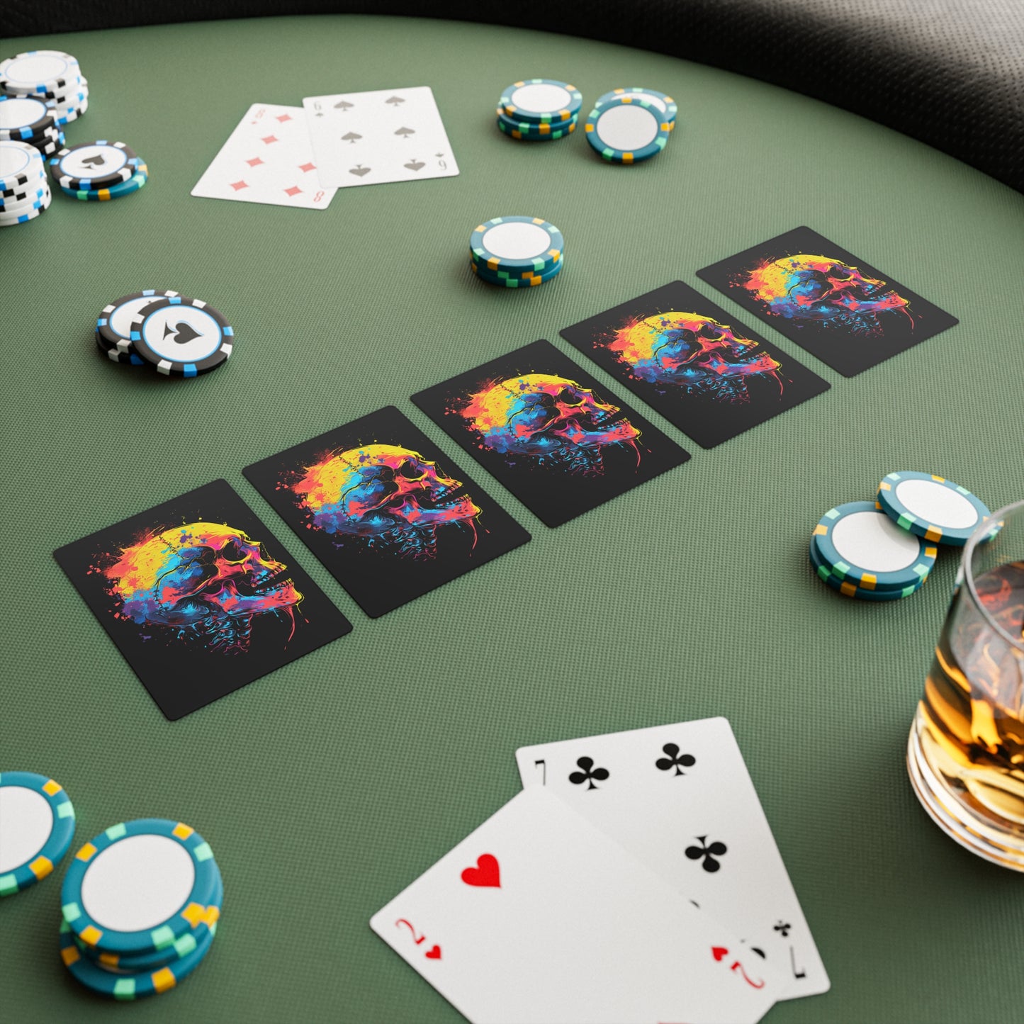 Colorful Skull Head | Premium Gloss Playing Cards | Unique Poker Cards
