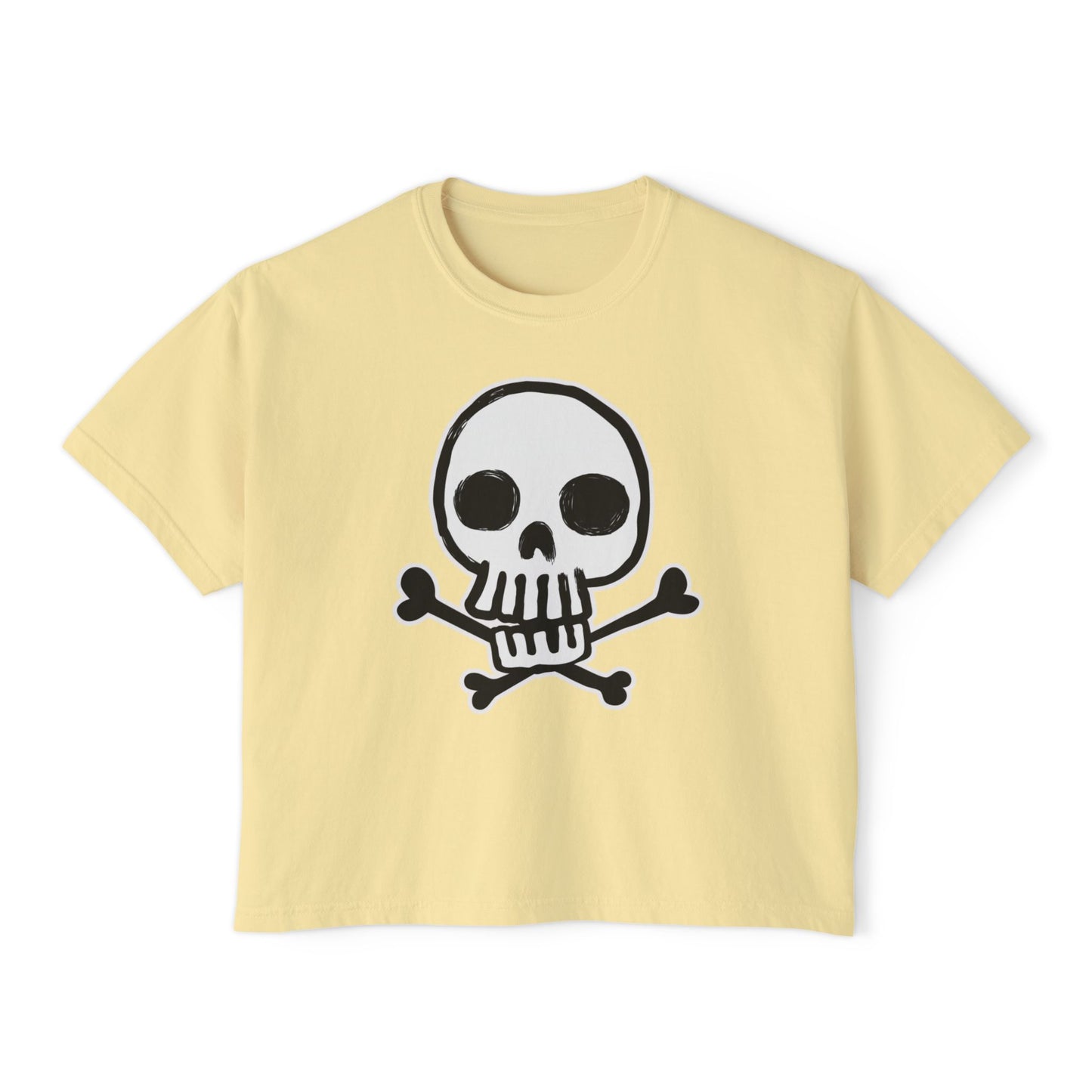 Skully | Boxy Crop Tee - Trendy Casual Top, Festival Wear, Streetwear, Birthday Gift, Graphic Design Tee