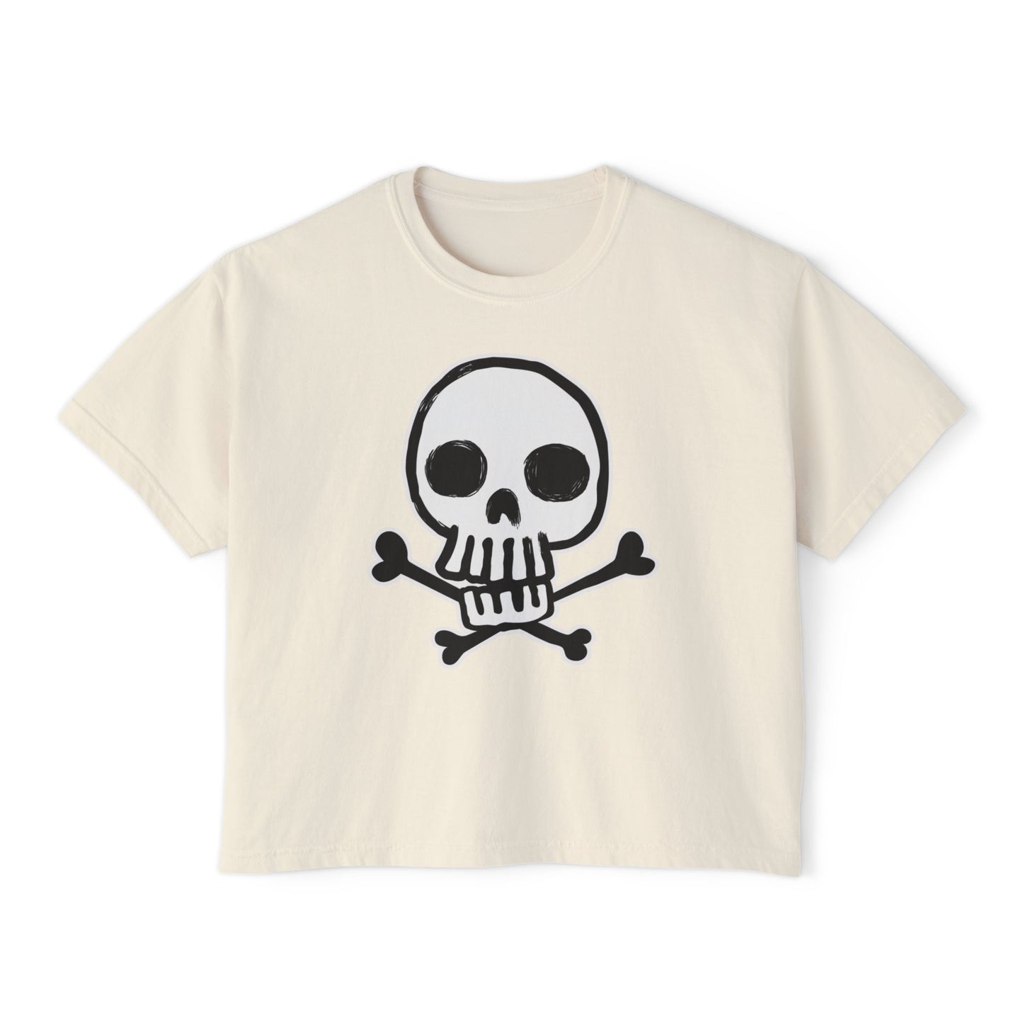 Skully | Boxy Crop Tee - Trendy Casual Top, Festival Wear, Streetwear, Birthday Gift, Graphic Design Tee