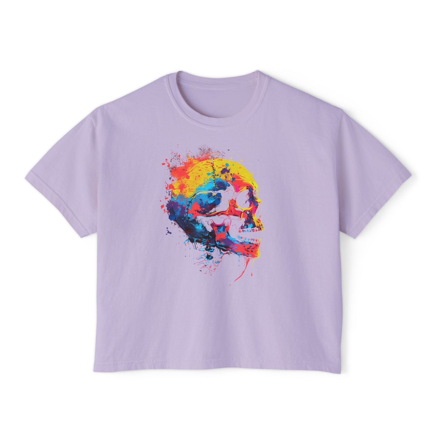 Skull Flavor | Boxy Crop Tee - Trendy Casual Top, Festival Wear, Streetwear, Birthday Gift, Graphic Design Tee