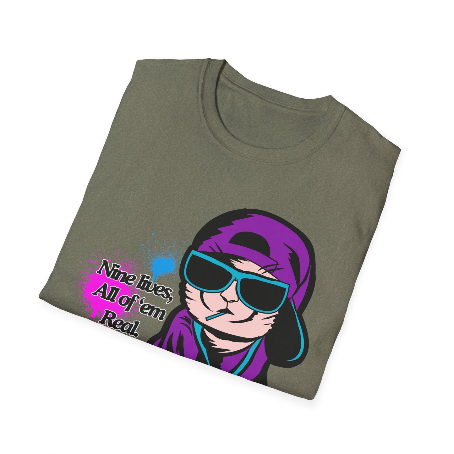 Nine Lives | Cool Cat | Adult Shirt | Teen Clothes | Cool Shirt | Funny Fashion | Trending | Birthday Gift | Unisex Softstyle T-Shirt