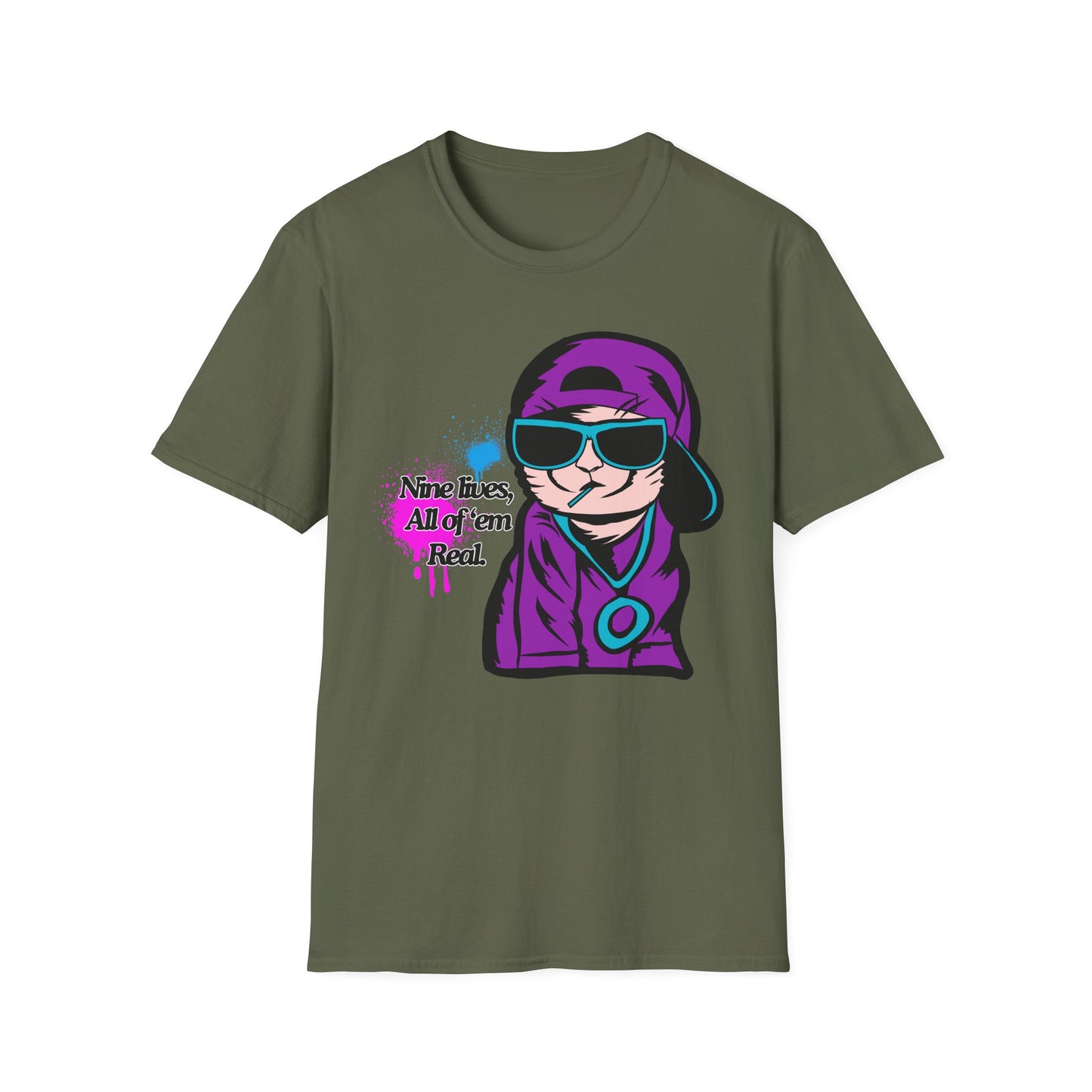 Nine Lives | Cool Cat | Adult Shirt | Teen Clothes | Cool Shirt | Funny Fashion | Trending | Birthday Gift | Unisex Softstyle T-Shirt