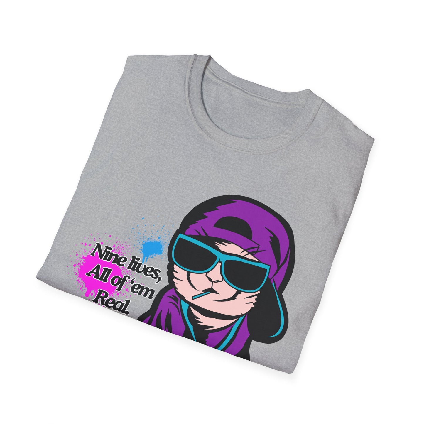 Nine Lives | Cool Cat | Adult Shirt | Teen Clothes | Cool Shirt | Funny Fashion | Trending | Birthday Gift | Unisex Softstyle T-Shirt