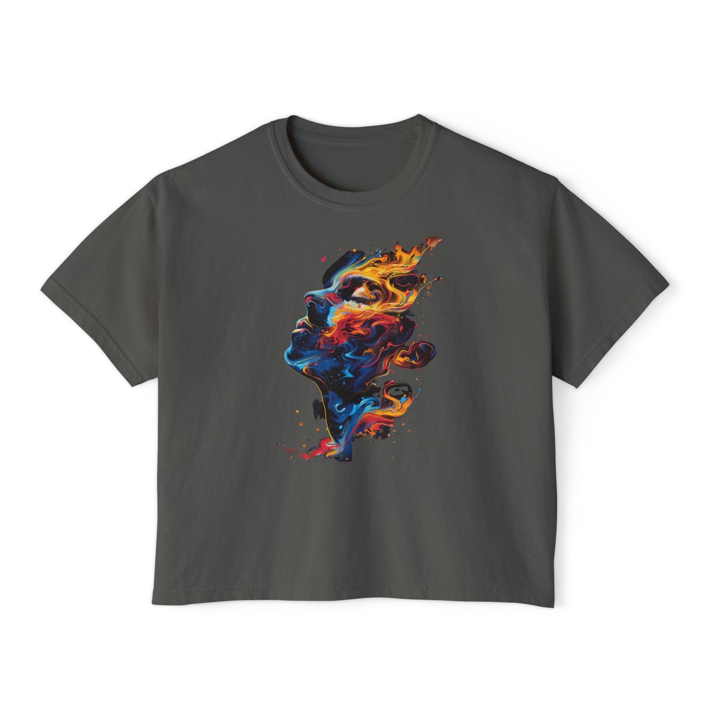 Her Burning Soul | Boxy Crop Tee - Trendy Casual Top, Festival Wear, Streetwear, Birthday Gift, Graphic Design Tee