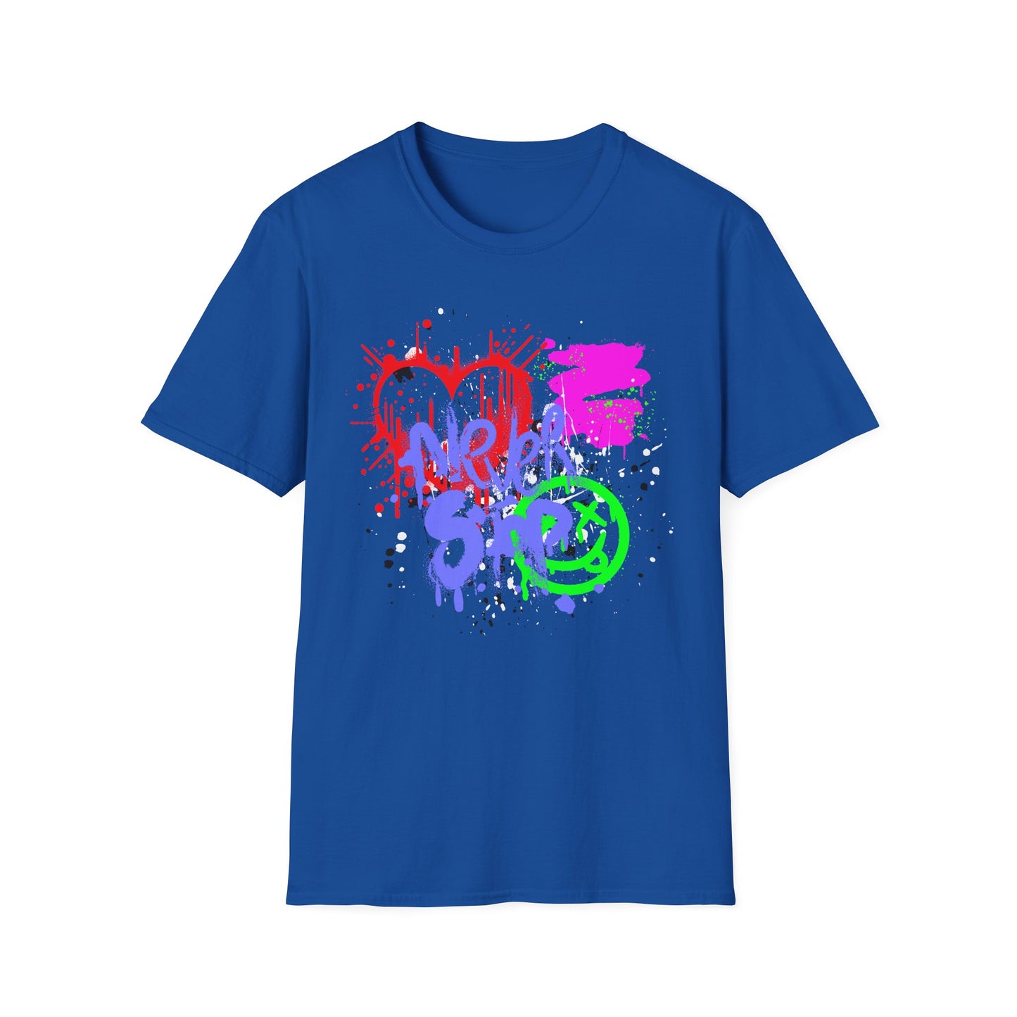 Never Stop | Colorful Kids Shirt | Cool Teen Shirt | Graffiti Fashion | Trending | Cool Design | Birthday Gift | Unisex Softstyle T-Shirt