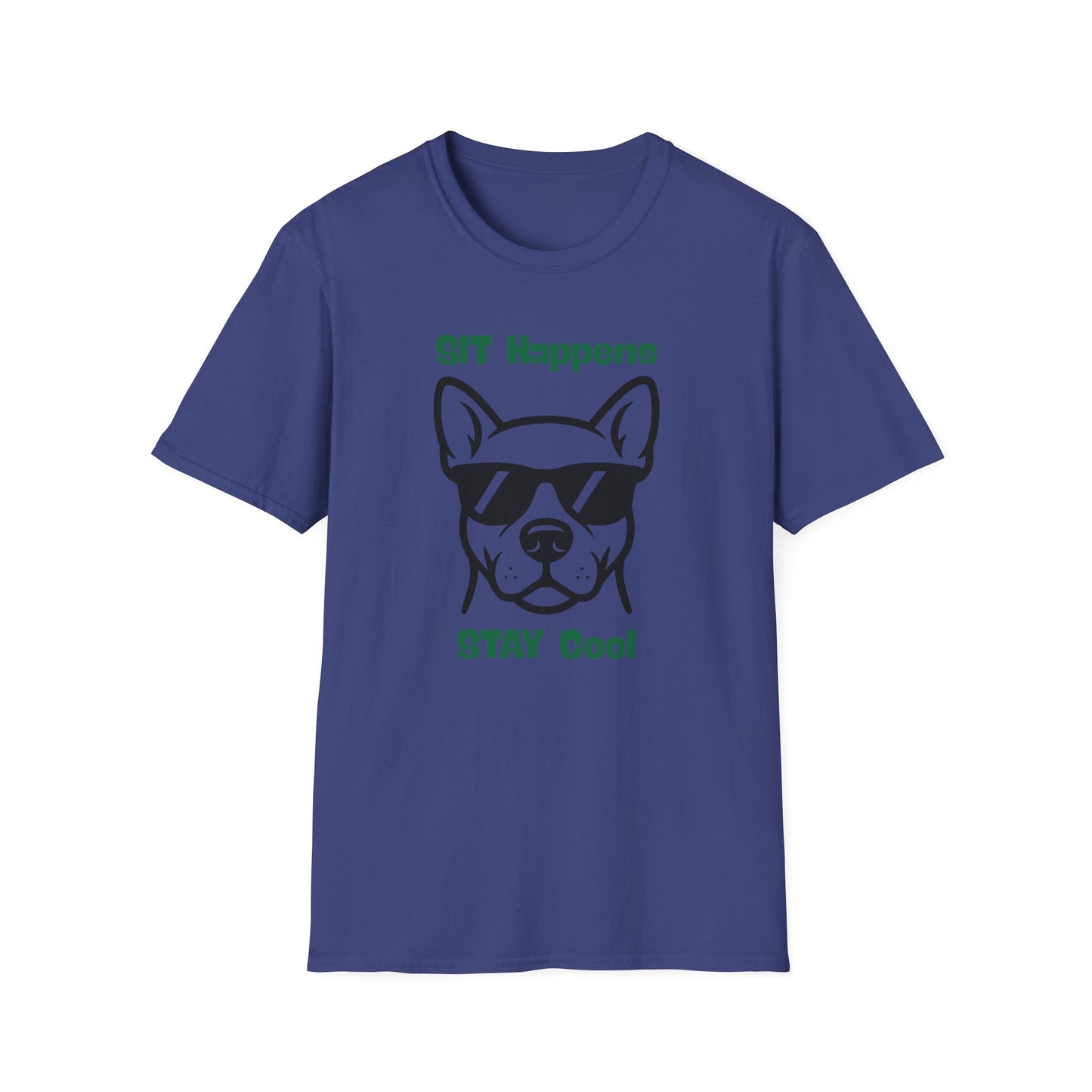 SIT Happens | Funny Dog Shirt | Fashion | Trending | Dog Lover | Cool Design | Birthday Gift | Unisex Softstyle T-Shirt