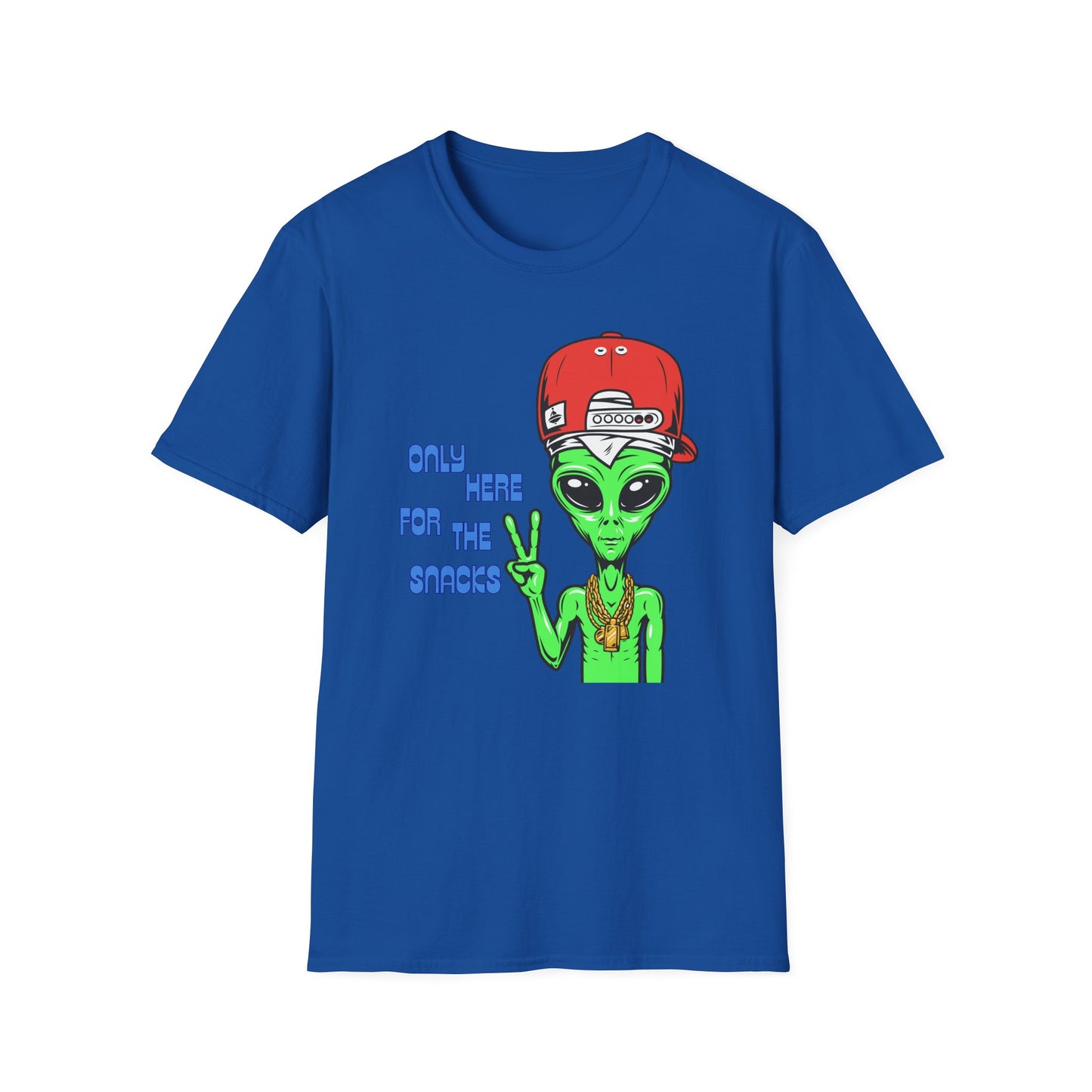 Only Here For The Snacks | Funny Alien Shirt | Cool Teen Shirt | Fashion | Trending | Cool Design | Birthday Gift | Unisex Softstyle T-Shirt