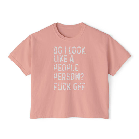 Fuck Off | Boxy Crop Tee - Trendy Casual Top, Festival Wear, Streetwear, Birthday Gift, Graphic Design Tee