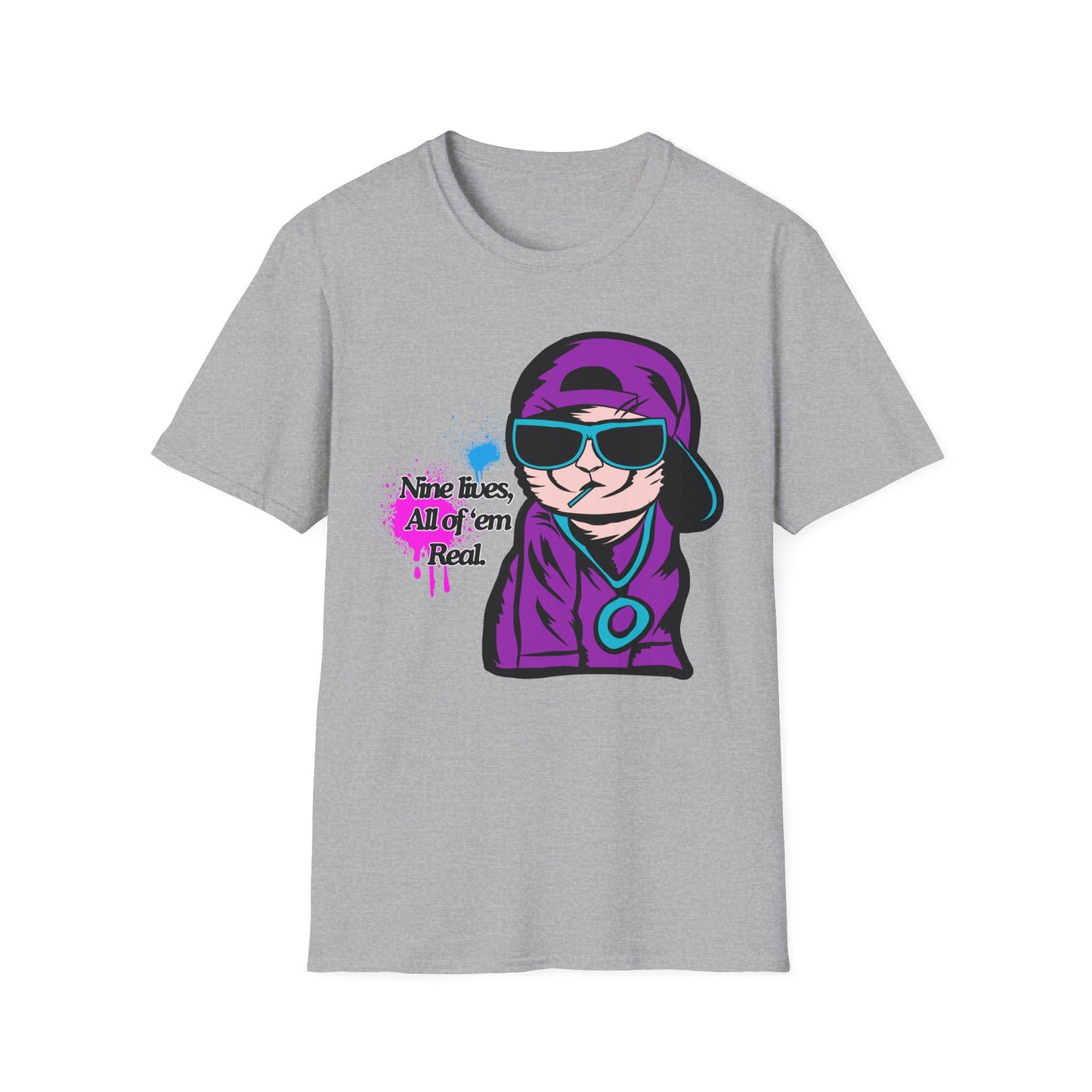 Nine Lives | Cool Cat | Adult Shirt | Teen Clothes | Cool Shirt | Funny Fashion | Trending | Birthday Gift | Unisex Softstyle T-Shirt