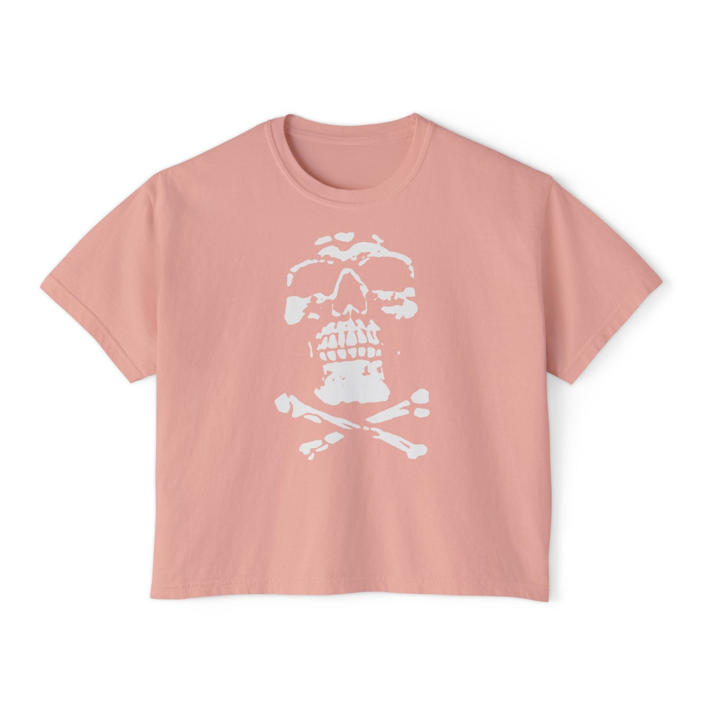 Skull Boxy Crop Tee - Trendy Casual Top for Grunge Lovers, Festival Wear, Perfect for Summer, Birthday Gift, Skull Design Tee