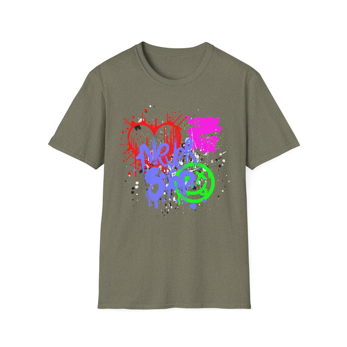 Never Stop | Colorful Kids Shirt | Cool Teen Shirt | Graffiti Fashion | Trending | Cool Design | Birthday Gift | Unisex Softstyle T-Shirt