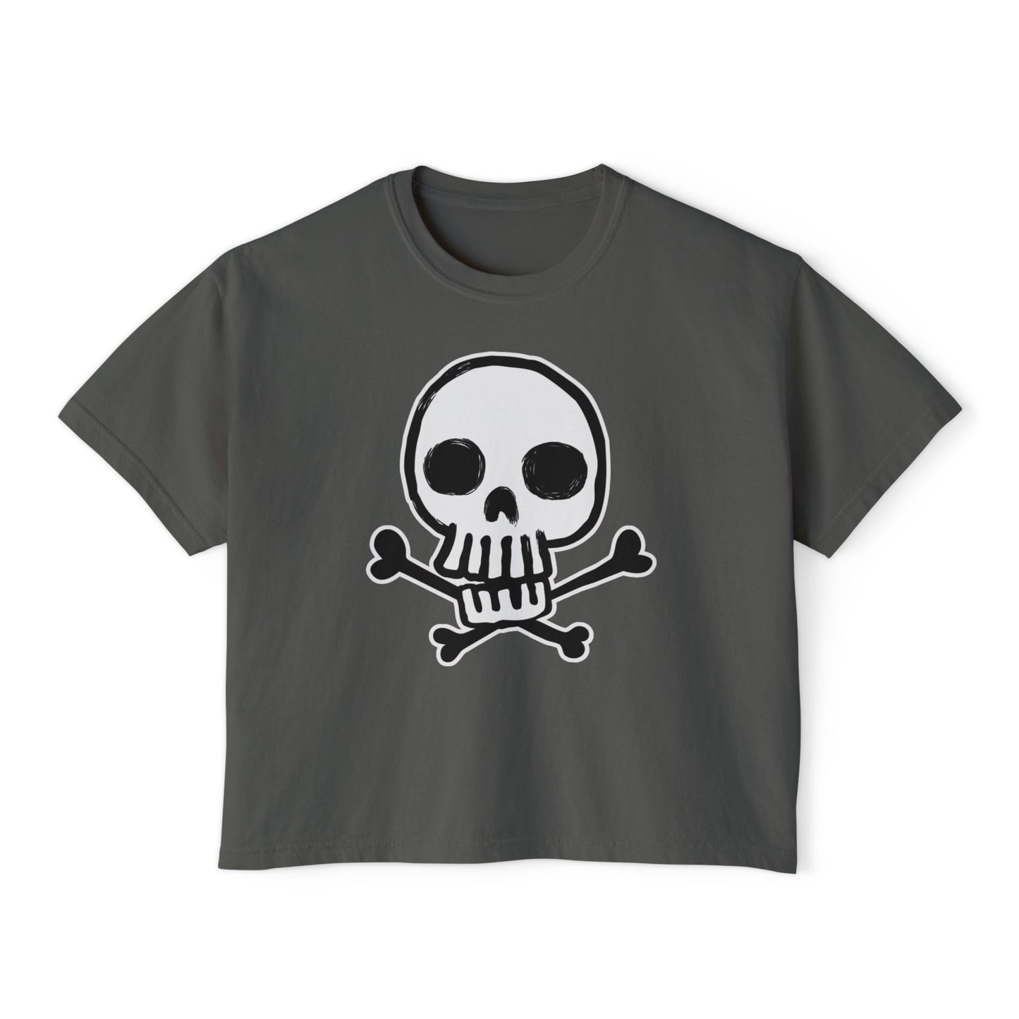 Skully | Boxy Crop Tee - Trendy Casual Top, Festival Wear, Streetwear, Birthday Gift, Graphic Design Tee