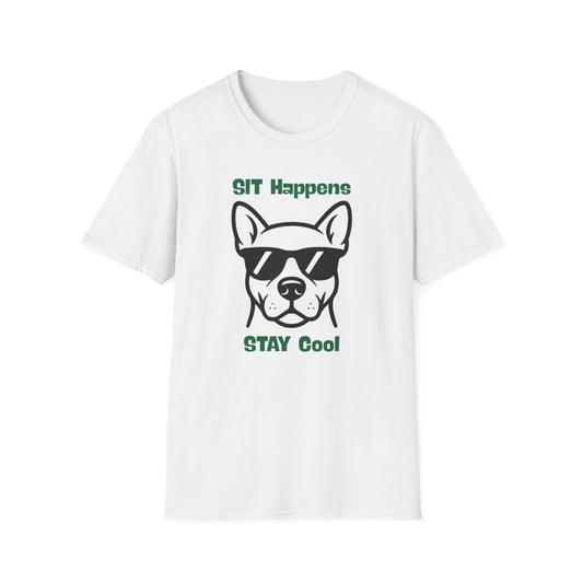 SIT Happens | Funny Dog Shirt | Fashion | Trending | Dog Lover | Cool Design | Birthday Gift | Unisex Softstyle T-Shirt