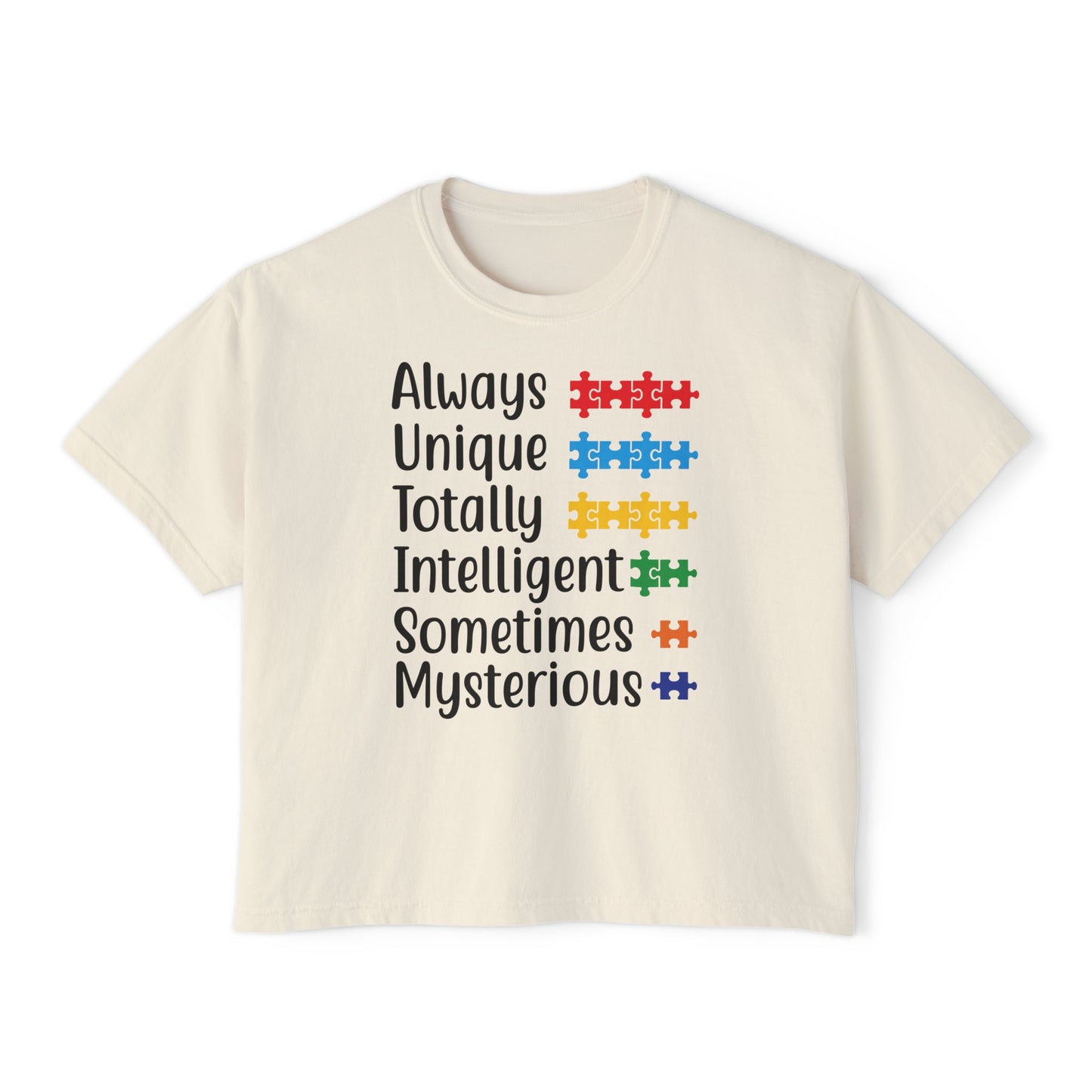 Autism | Boxy Crop Tee - Trendy Casual Top, Festival Wear, Streetwear, Birthday Gift, Graphic Design Tee