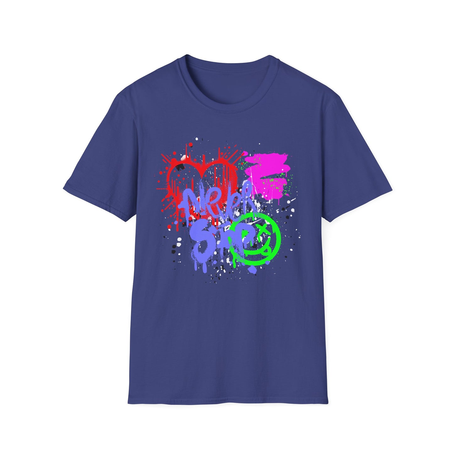 Never Stop | Colorful Kids Shirt | Cool Teen Shirt | Graffiti Fashion | Trending | Cool Design | Birthday Gift | Unisex Softstyle T-Shirt
