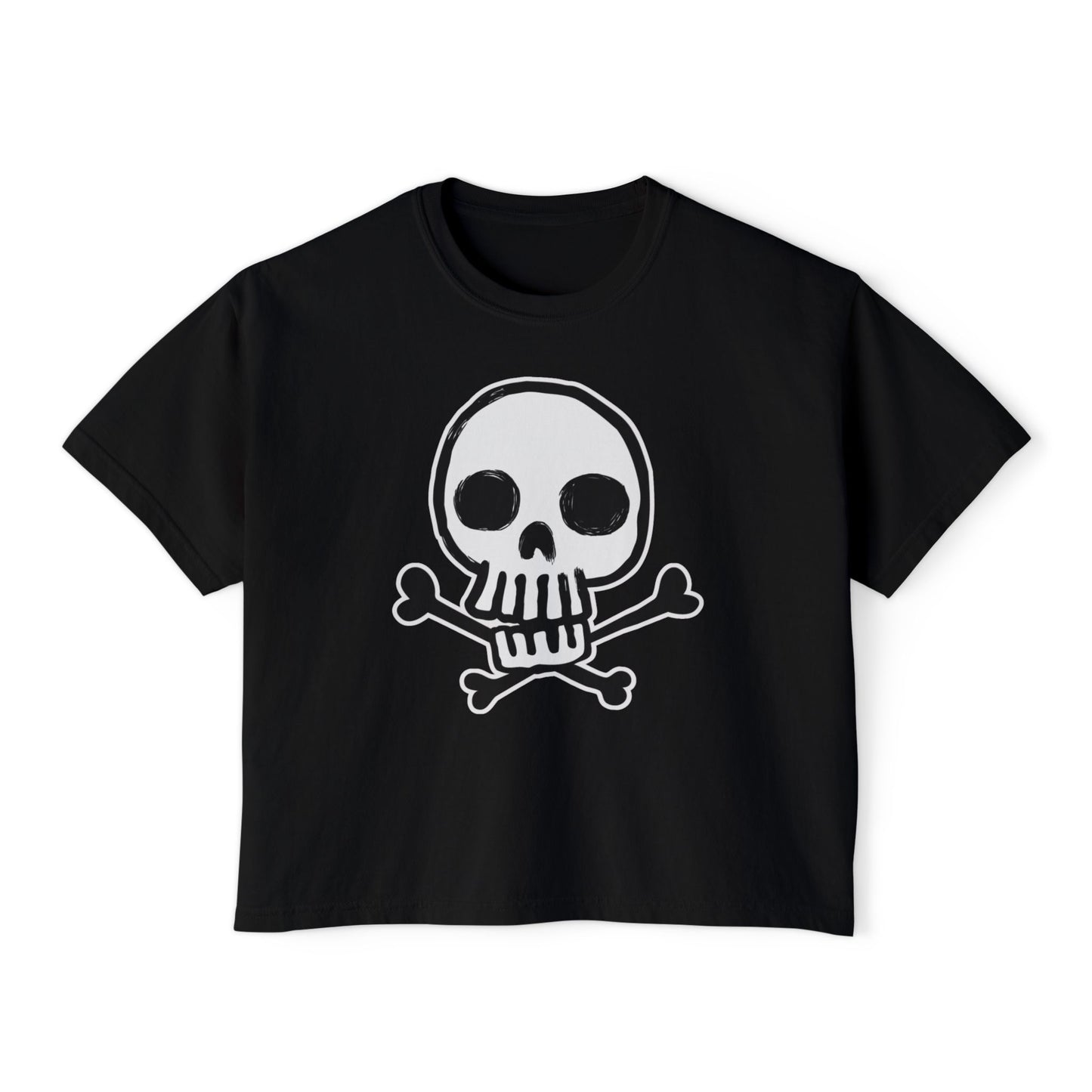 Skully | Boxy Crop Tee - Trendy Casual Top, Festival Wear, Streetwear, Birthday Gift, Graphic Design Tee