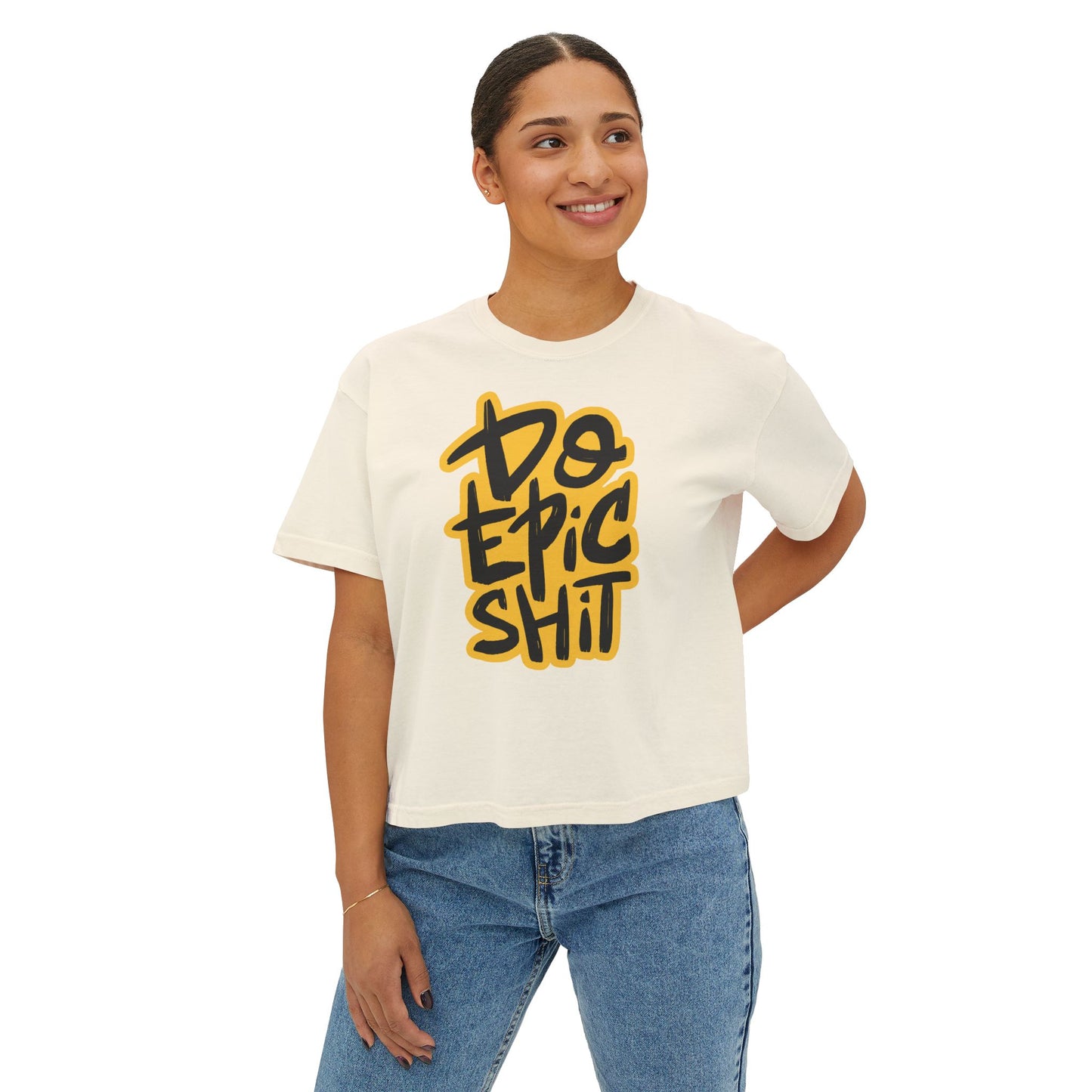 Do Epic Shit Boxy Crop Tee - Trendy Casual Top, Festival Wear, Streetwear, Birthday Gift, Graphic Design Tee
