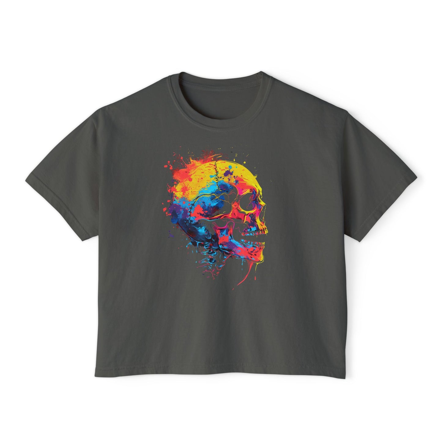 Skull Flavor | Boxy Crop Tee - Trendy Casual Top, Festival Wear, Streetwear, Birthday Gift, Graphic Design Tee