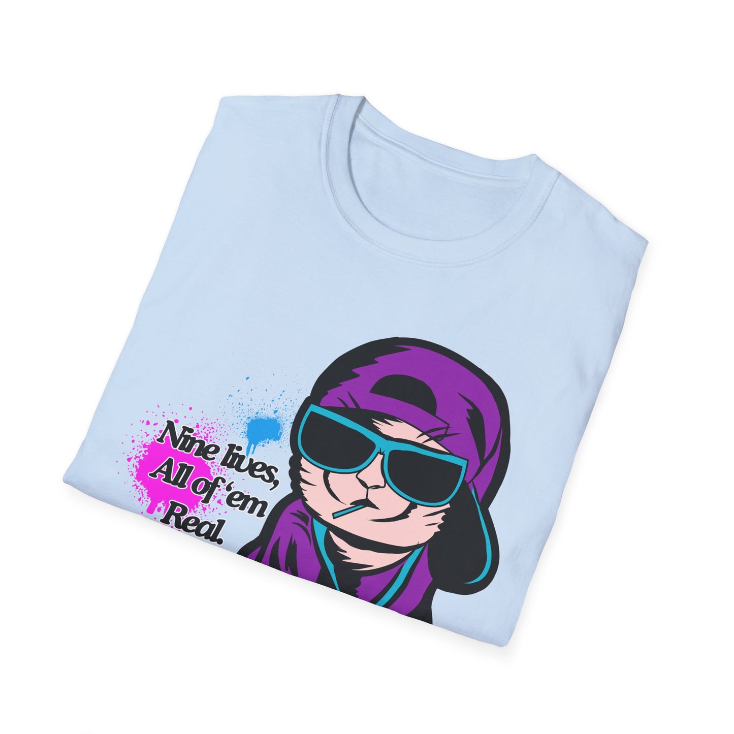 Nine Lives | Cool Cat | Adult Shirt | Teen Clothes | Cool Shirt | Funny Fashion | Trending | Birthday Gift | Unisex Softstyle T-Shirt