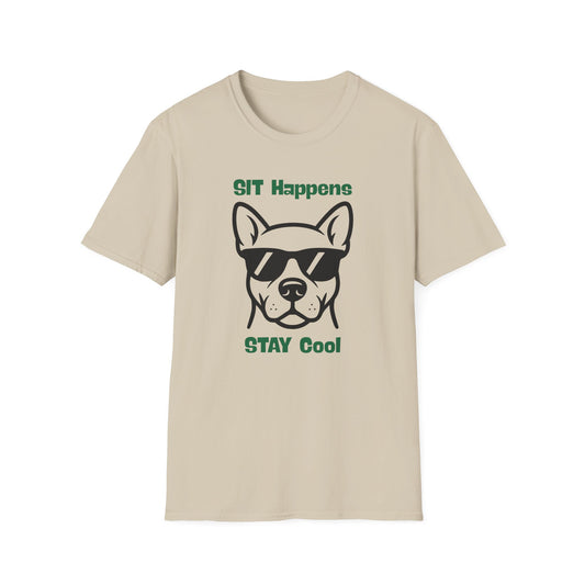 SIT Happens | Funny Dog Shirt | Fashion | Trending | Dog Lover | Cool Design | Birthday Gift | Unisex Softstyle T-Shirt