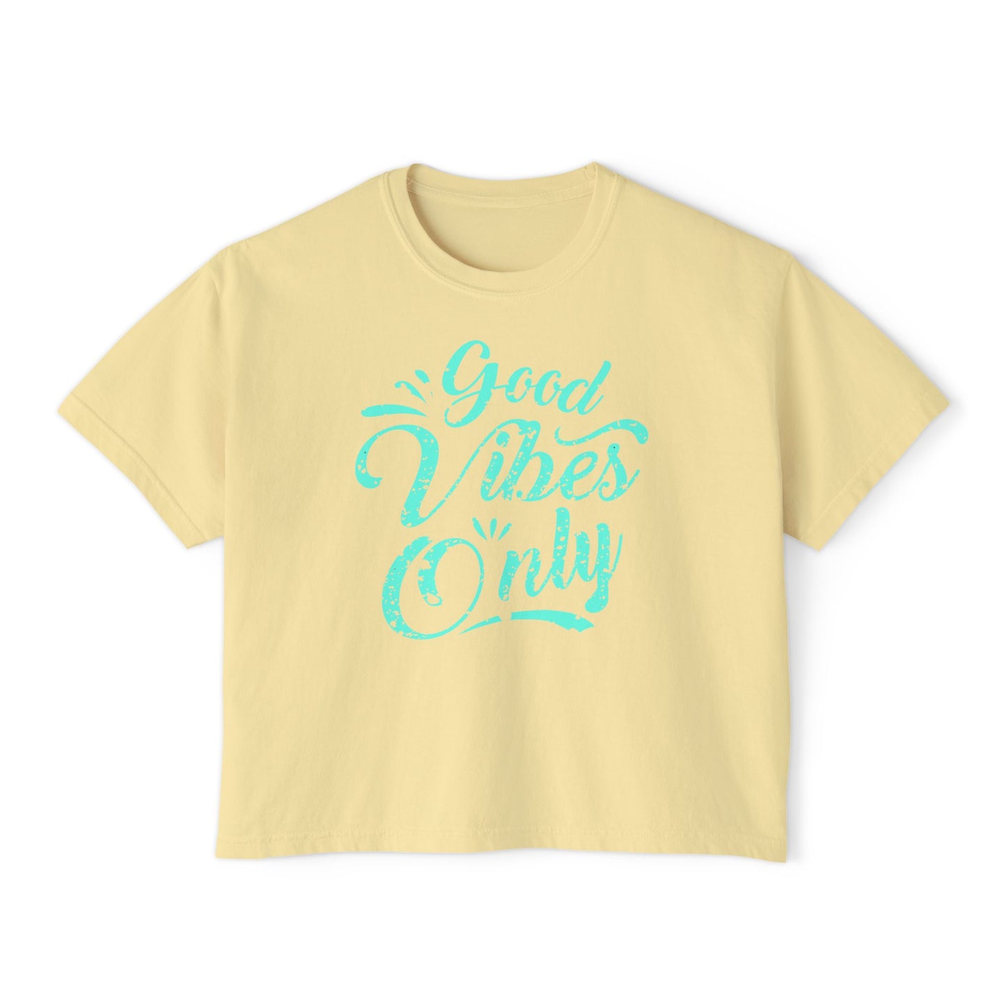 Good Vibes Only | Boxy Crop Tee - Trendy Casual Top, Festival Wear, Streetwear, Birthday Gift, Graphic Design Tee