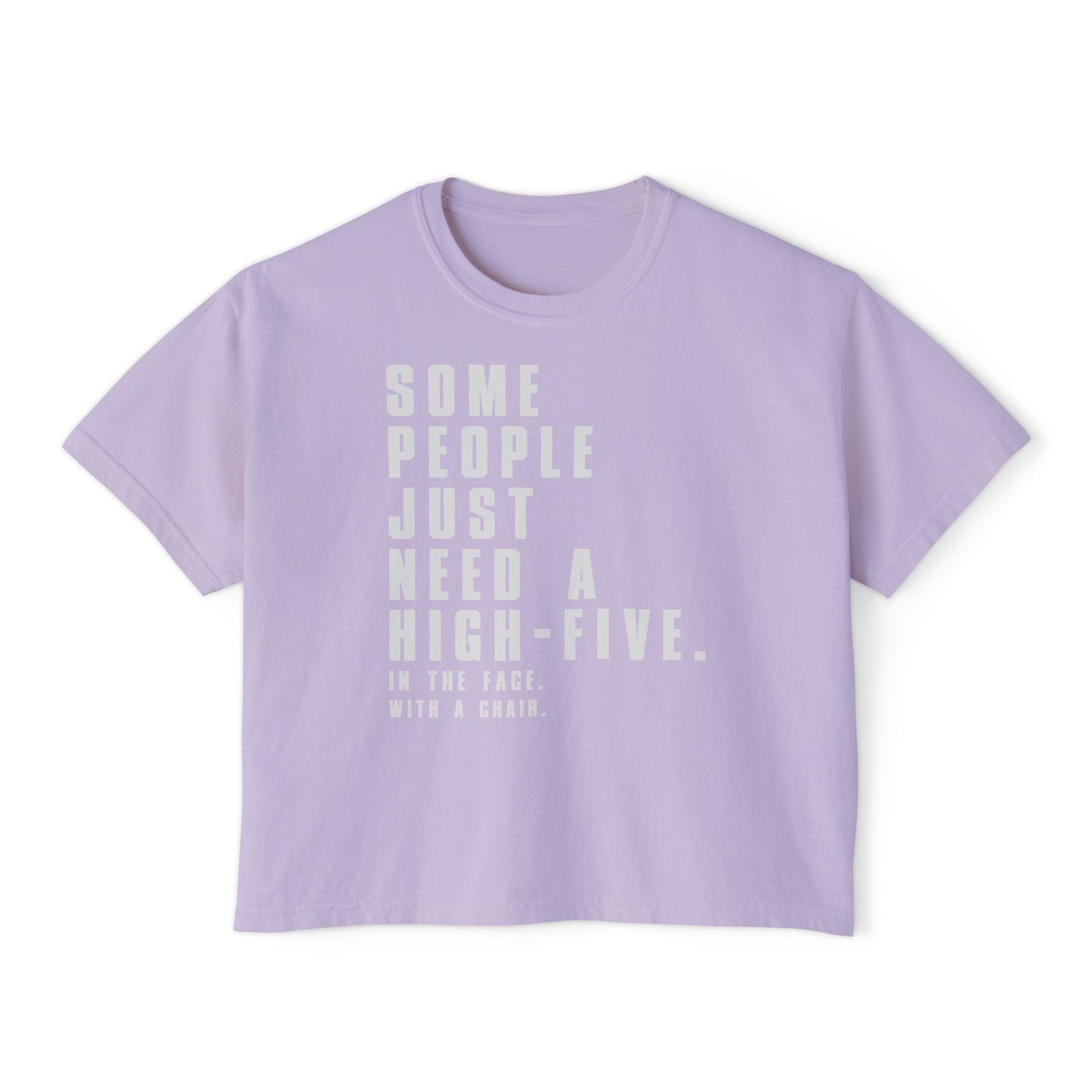 Some People Just Need A High-Five | Boxy Crop Tee - Trendy Casual Top, Festival Wear, Streetwear, Birthday Gift, Graphic Design Tee