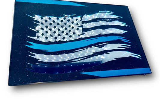 Patriotic American Flag (Full Face) Police | LED Infinity Mirror Wall Art Home Décor