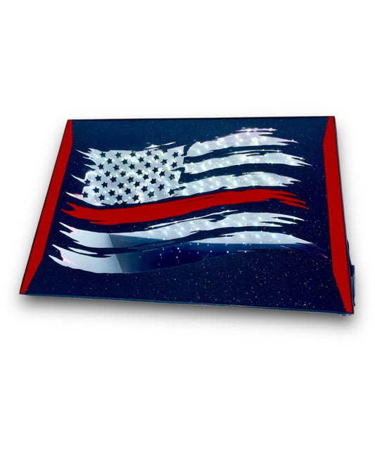 Fire Fighter American Flag (Full Face) | LED Infinity Mirror Wall Art Home Décor