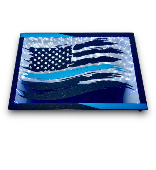 Patriotic Police American Flag | LED Infinity Mirror Wall Art Home Décor