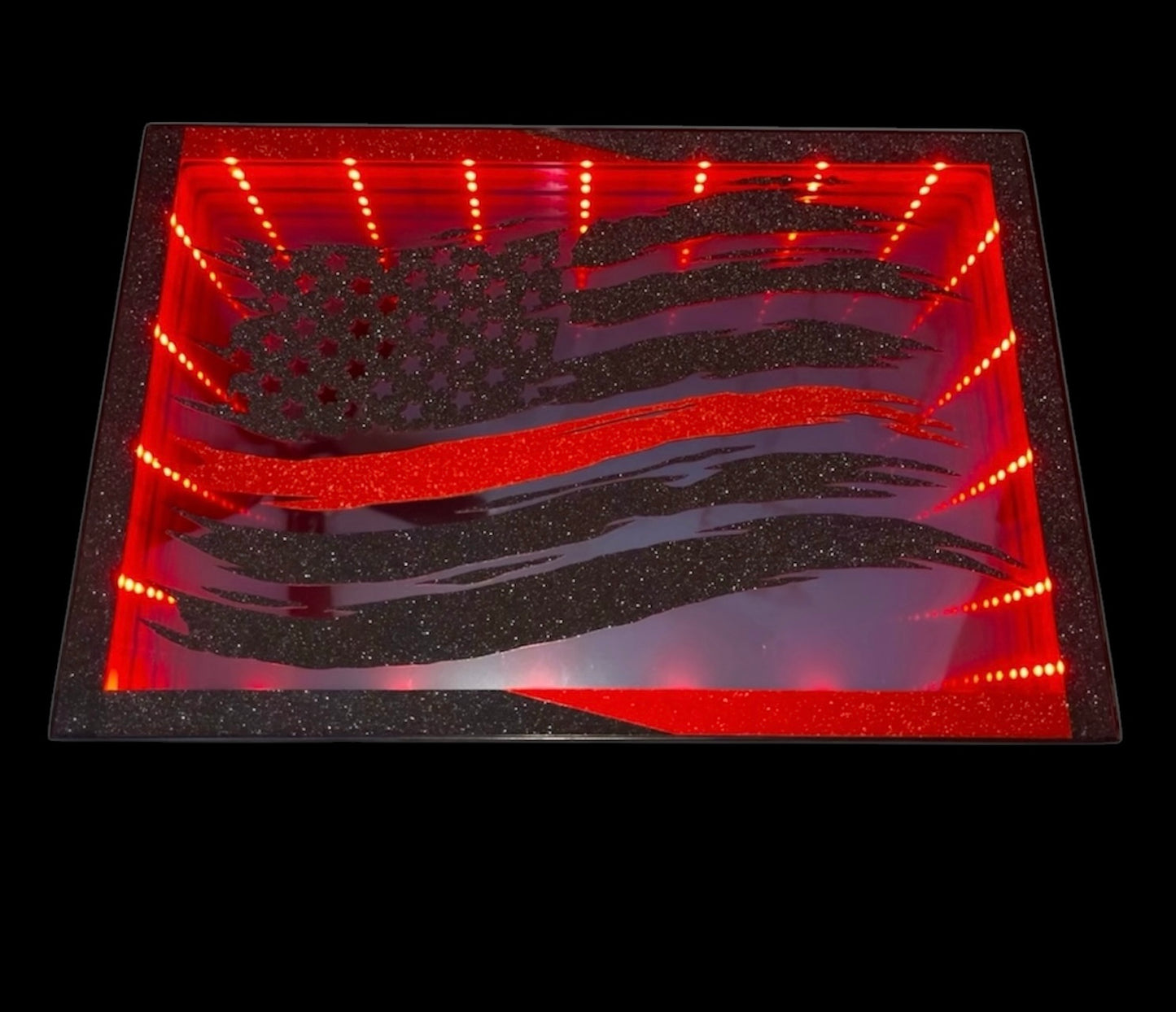 Fire Fighter American Flag Red Line | LED Infinity Mirror Wall Art Home Décor